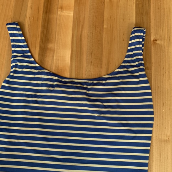 J.Crew Style J1815 Plunging scoopback one-piece swimsuit in blue/white stripe 14 - Picture 3 of 10